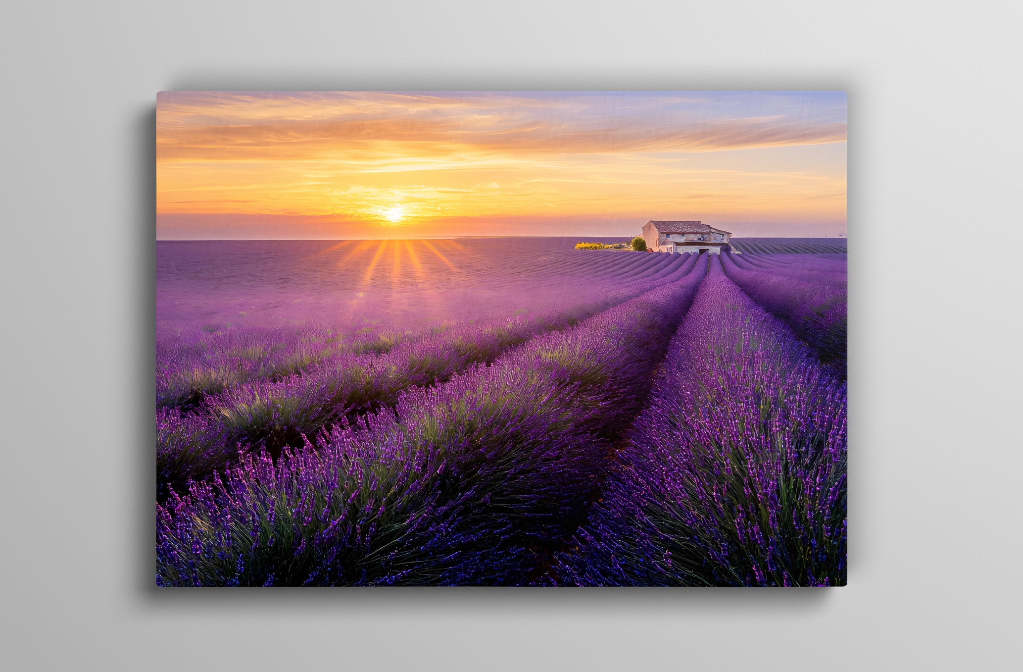 Günbatımında Çiçek Tarlası Dekoratif Kanvas Tablo, Duvar Dekoru M0012