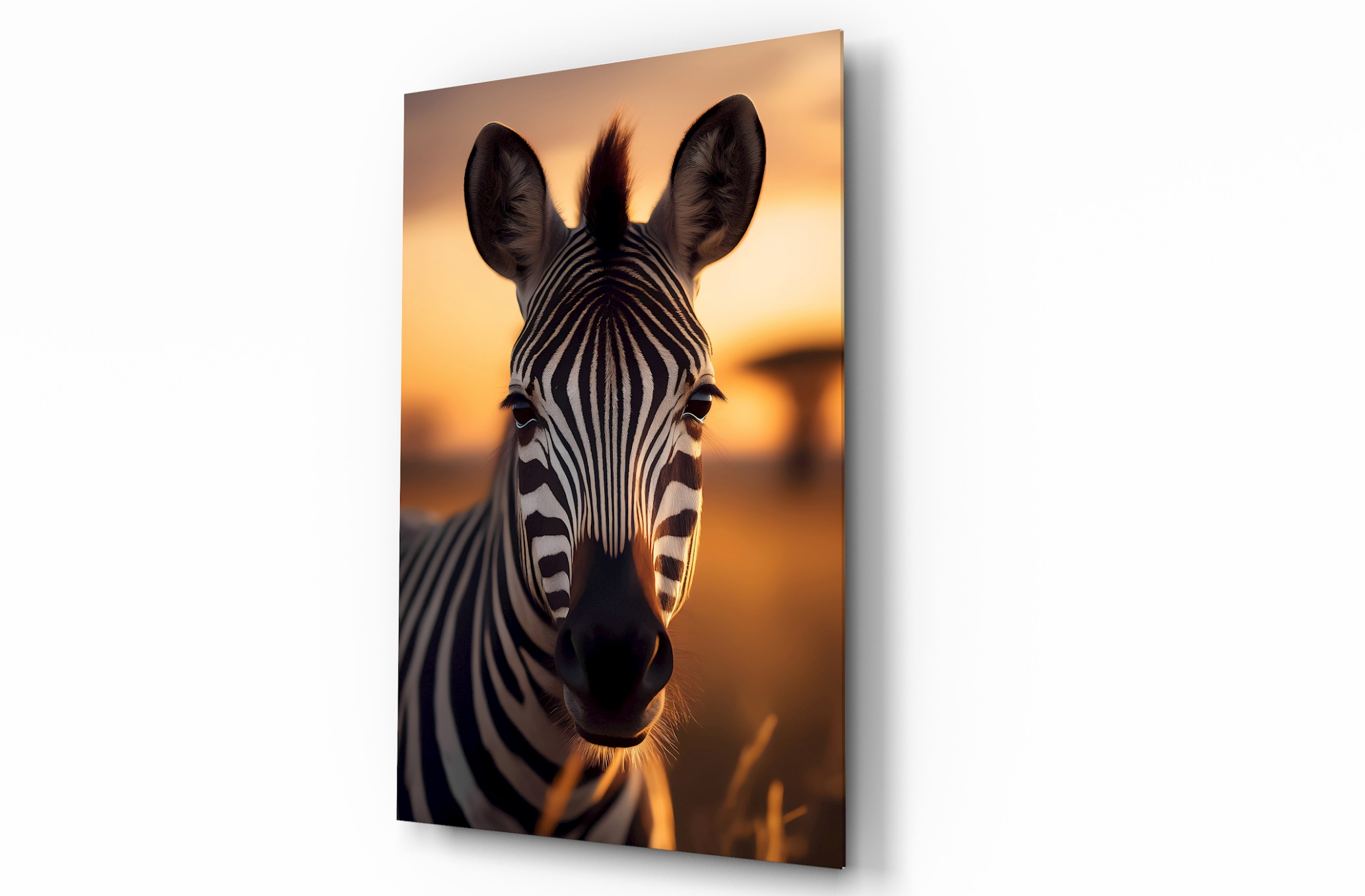 Zebra Hayvan Temalı Dekoratif Cam Tablo, Duvar Dekoru H0051