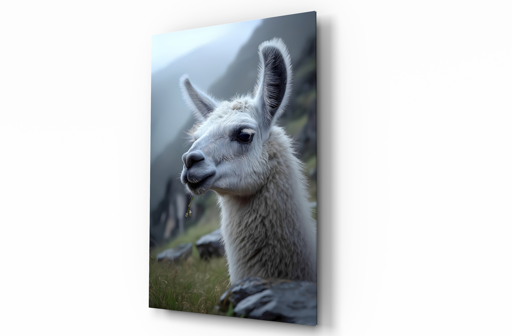 Lama Hayvan Temalı Dekoratif Cam Tablo, Duvar Dekoru H0028