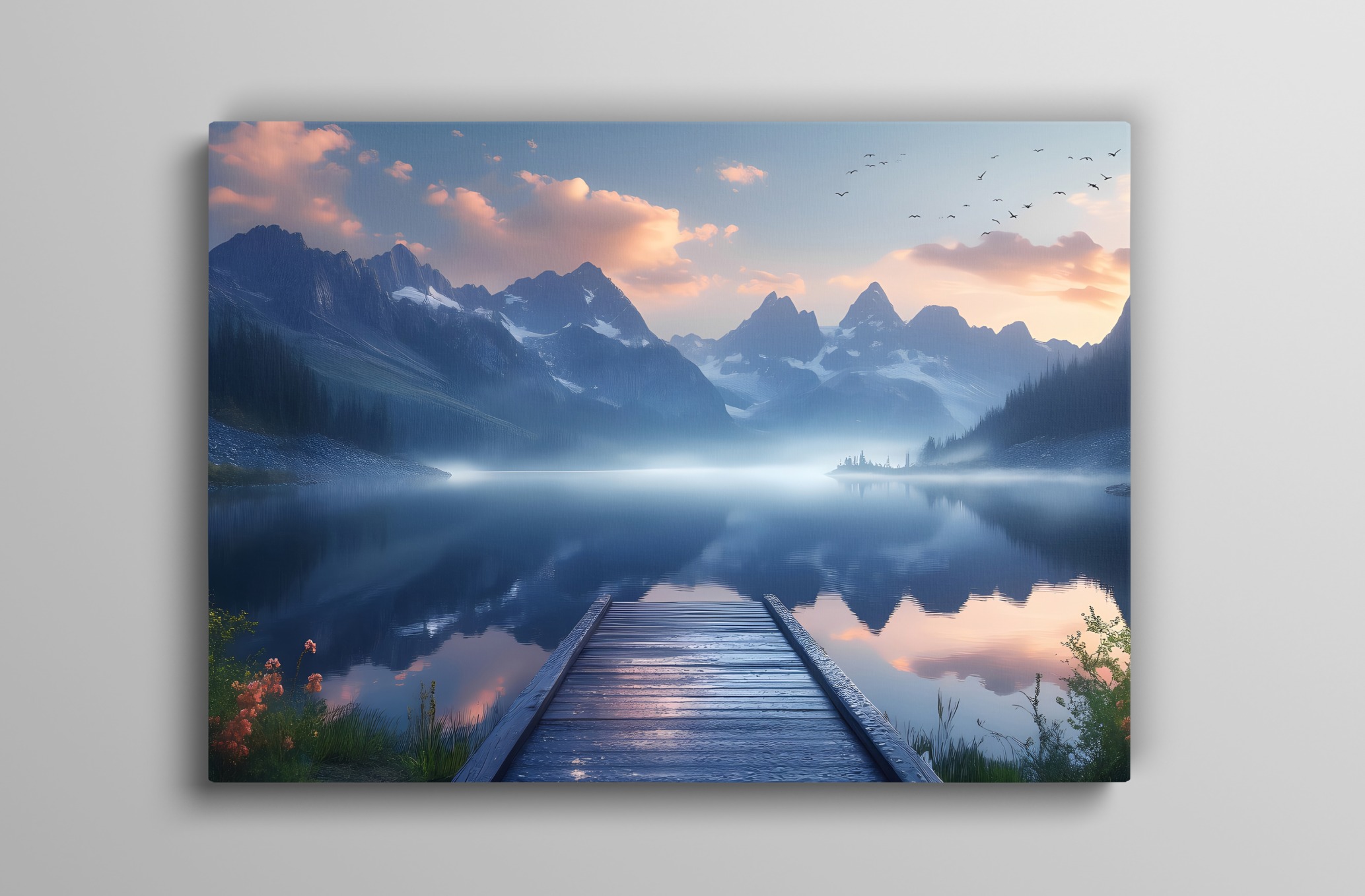 Göl Manzara 4 Dekoratif Kanvas Tablo, Duvar Dekoru M0008