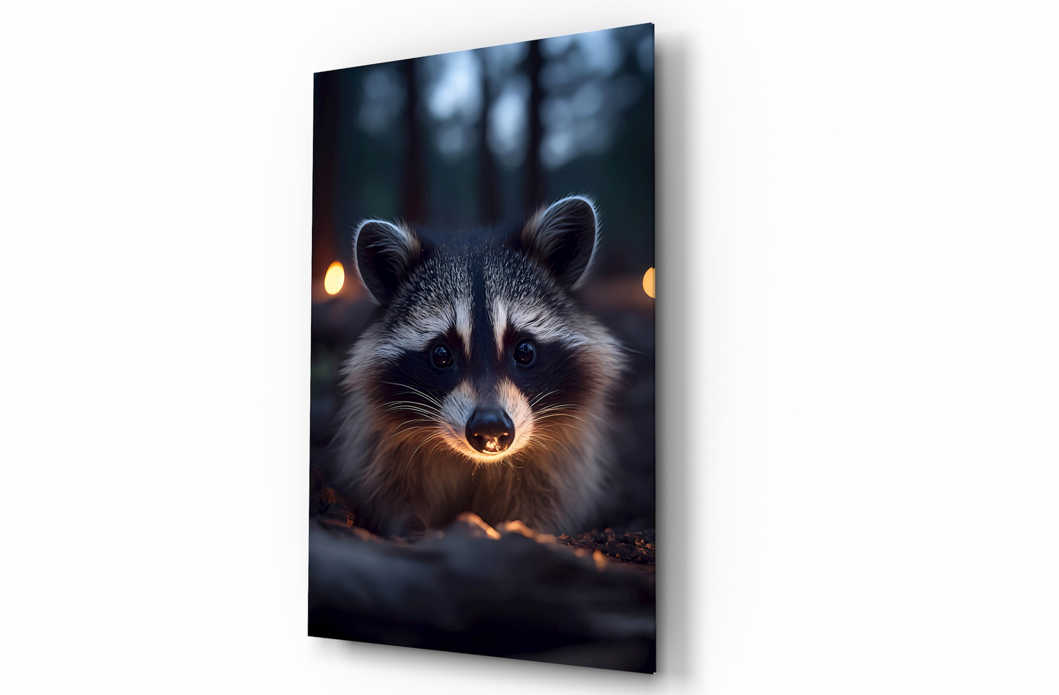 Rakun Hayvan Temalı Dekoratif Cam Tablo, Duvar Dekoru H0036