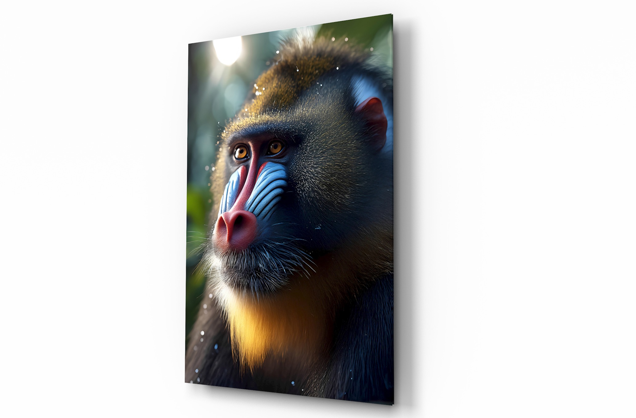 Mandril Maymunu Hayvan Temalı Dekoratif Cam Tablo, Duvar Dekoru H0032