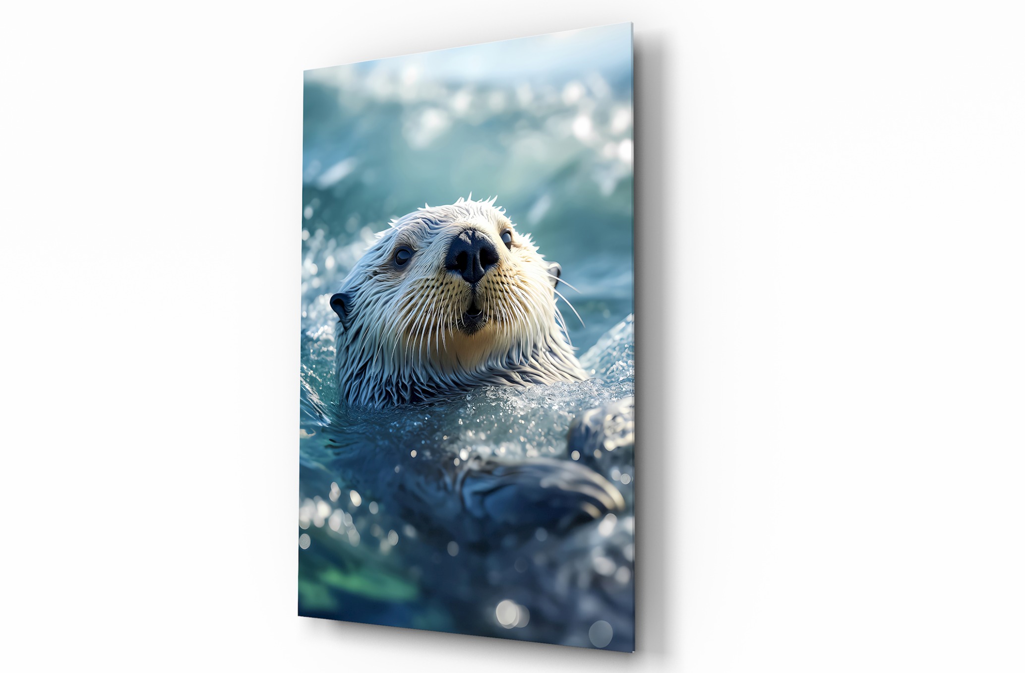 Su Samuru Hayvan Temalı Dekoratif Cam Tablo, Duvar Dekoru H0044