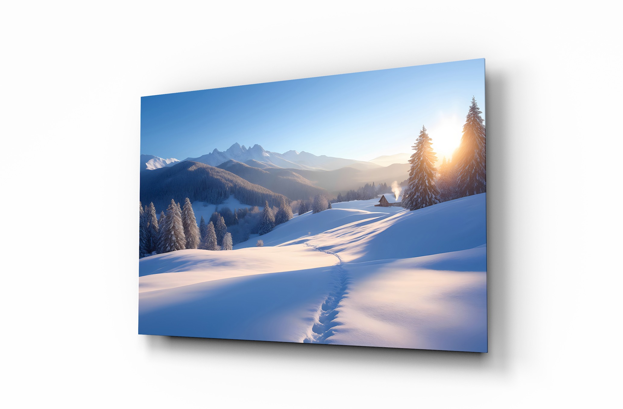 Karlı Tepe 2 Dekoratif Cam Tablo, Duvar Dekoru M0016