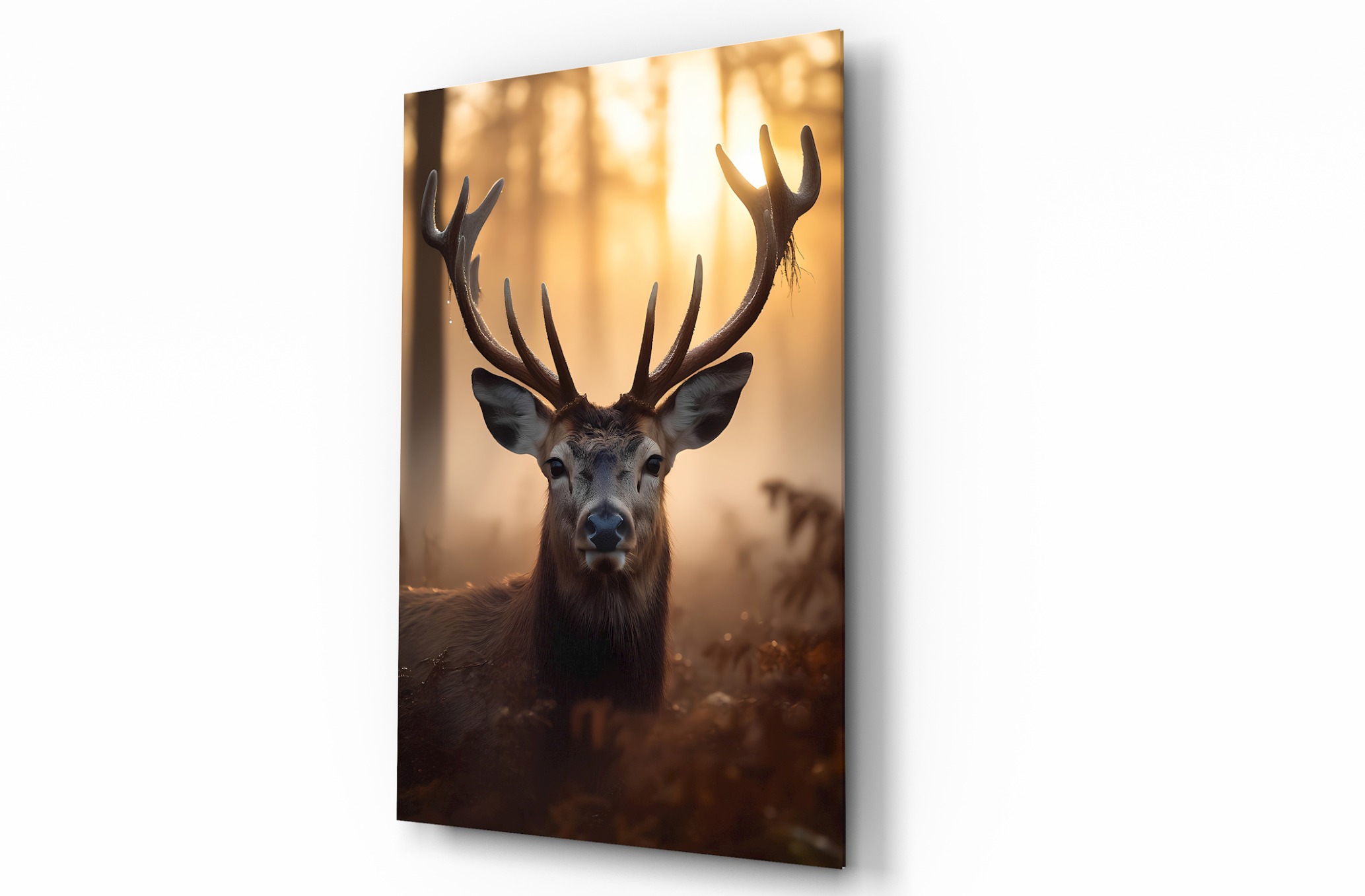 Geyik Hayvan Temalı Dekoratif Cam Tablo, Duvar Dekoru H0014