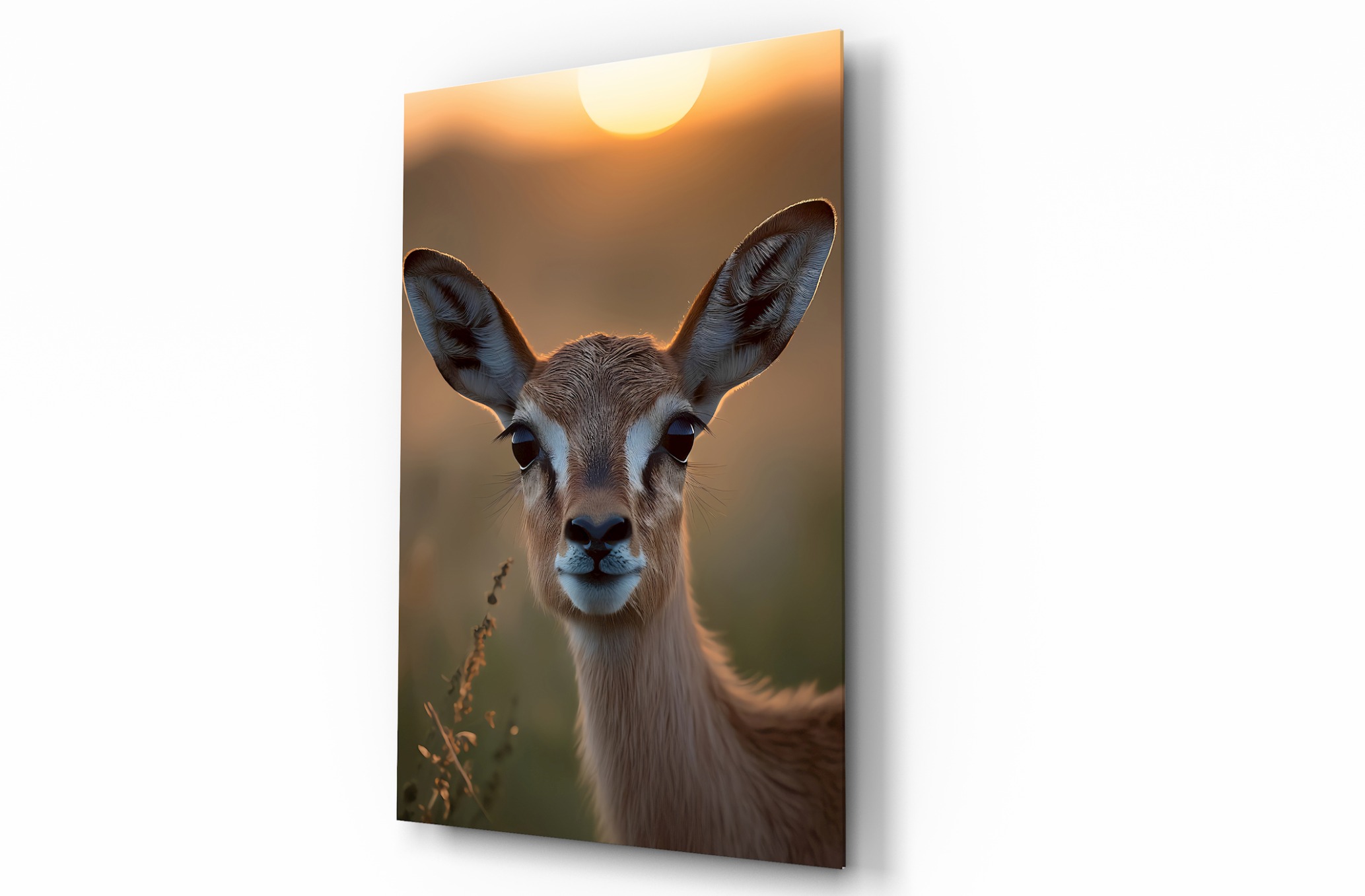 Antilop Hayvan Temalı Dekoratif Cam Tablo, Duvar Dekoru H0002