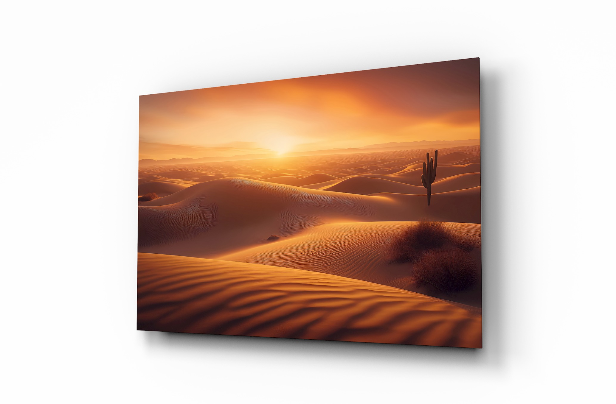 Çölde Günbatımı Dekoratif Cam Tablo, Duvar Dekoru M0003