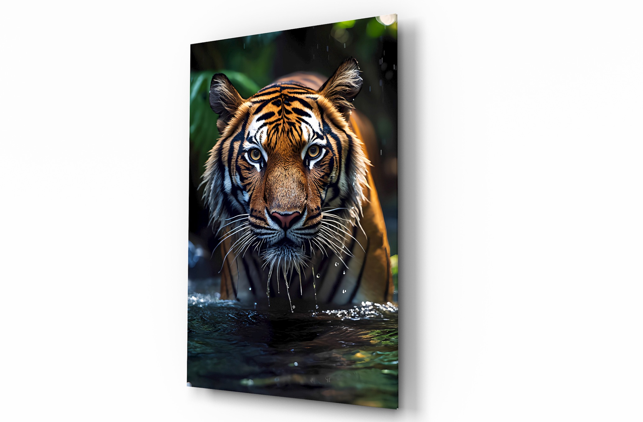 Kaplan Hayvan Temalı Dekoratif Cam Tablo, Duvar Dekoru H0020