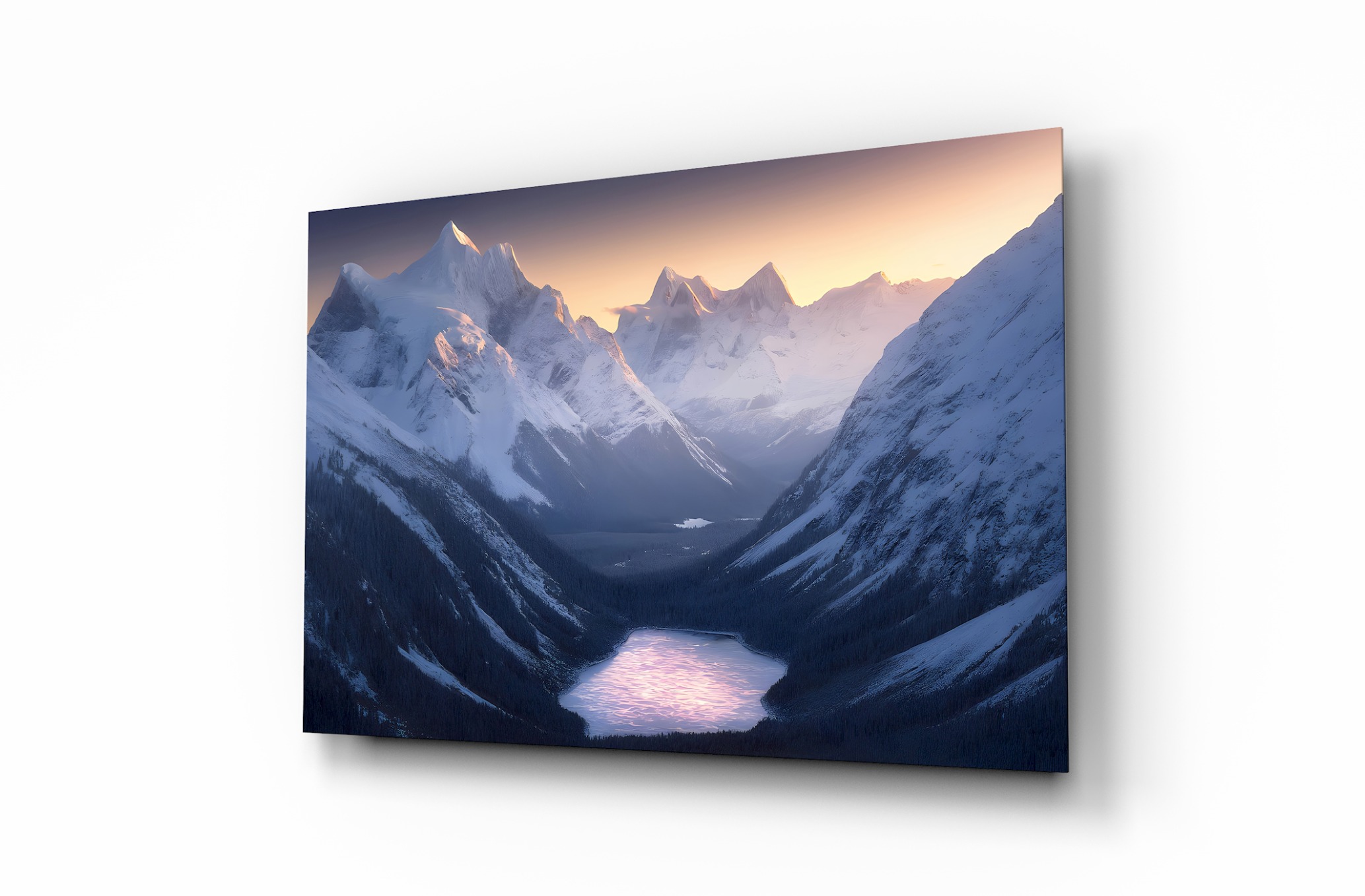 Karlı Dağlar Manzara Dekoratif Cam Tablo, Duvar Dekoru M0015