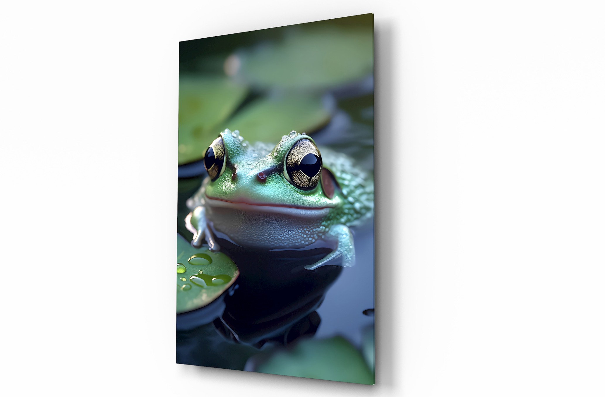 Kurbağa Hayvan Temalı Dekoratif Cam Tablo, Duvar Dekoru H0026